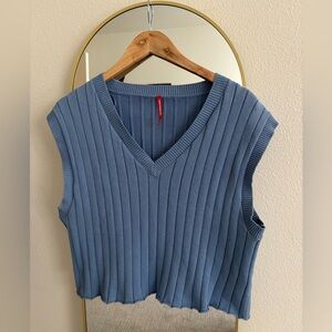Blue Ribbed Sleeveless Top 100% cotton